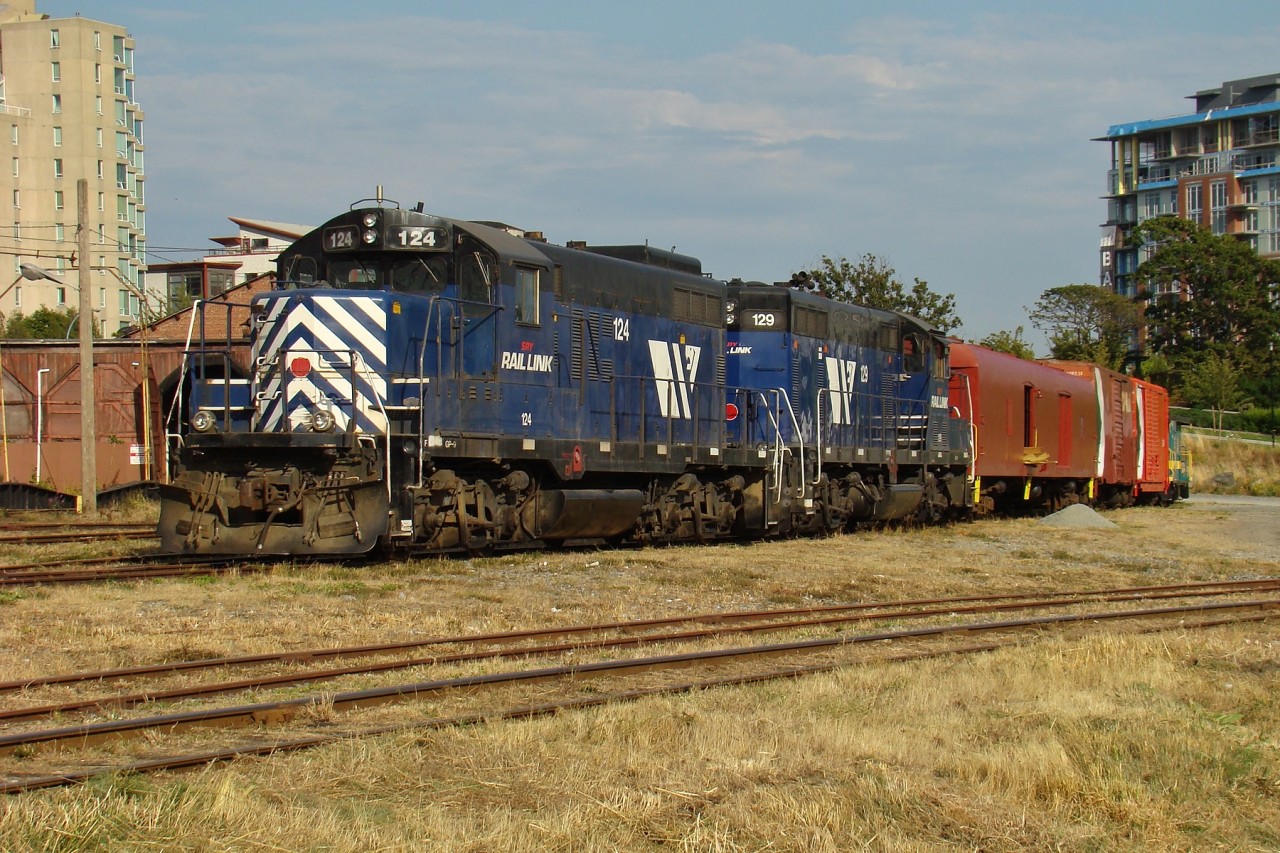 SRY GP9s 124 and 129 parked at Russels Roundhouse for E&N Days.