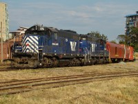 SRY GP9s 124 and 129 parked at Russels Roundhouse for E&N Days.