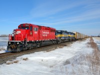 CP 235 heads westbound thru St Joachim mile with new SD30C-ECO 5014 on the point with a pair of ICE units trailing.