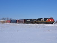 CN 384 led by CN 8919 & NS 9187 approaches Waterworks Road after just departing Sarnia