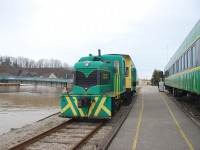 PSTR L1 aka "Stanley" has just backed into the station and has just been shut down for the night after a long day of running hooked up to PSTR car #66 back in April.