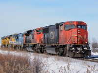 CN5645 leads CN8886, GT4906, UP8537 and UP8595 eastbound at Blackwell siding Sarnia, Ontario.