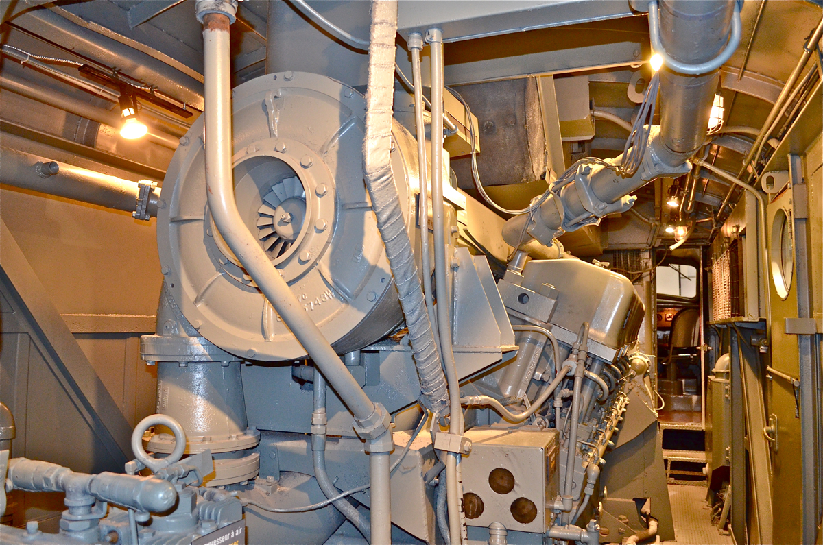 The heart of an MLW FA-1 CN 9400 was the first streamlined diesel built by MLW and is on display at Exporail. The engine room (still containing a 244 engine) is open to the public as can be seen here. For more train photos, click here.