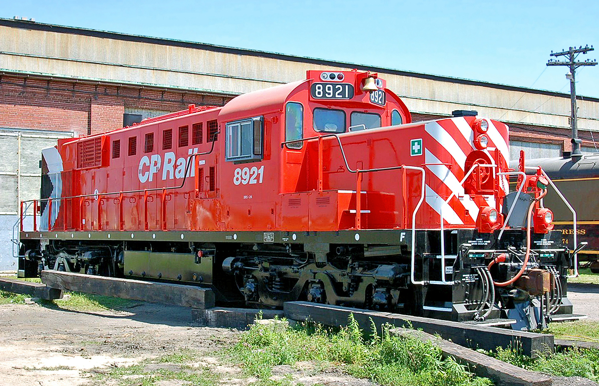 One-of-a-kind CP RSD-17 #8921, the "Empress of Agincourt", on display at the former Michigan Central shops in St. Thomas, ON. For more pics & videos from my collection see  http://northamericabyrail.info  . (New trips added)