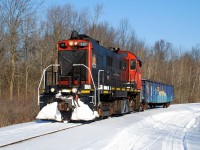 Trillium Railway 110 pulls a gon out of Feeder Yard and heads for Welland to start the days switching. 