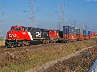 107 doubling its train and passing the second section of the train in Unionville Ontario.