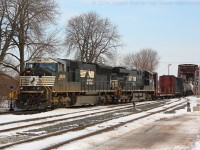 NS H53 makes its way across the International Bridge at Fort Erie with NS 2625 and NS 7620 providing power for today's train.