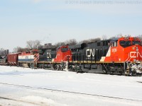 CN 396 is seen working the yard with a fairly new CN 2839 on the point.  BCOL 4619 reportedly lead from Sarnia to London before they swapped around the power.  