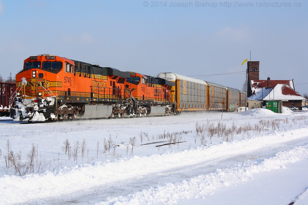 CN 393 cruises through Brantford with a pair of BNSF units.  This was one of 2 trains of straight BNSF power within an hour at Brantford.  This is my 200th photo on Railpictures.ca and it seems fitting to have my favourite railroad be in the shot.