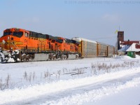 CN 393 cruises through Brantford with a pair of BNSF units.  This was one of 2 trains of straight BNSF power within an hour at Brantford.  This is my 200th photo on Railpictures.ca and it seems fitting to have my favourite railroad be in the shot.