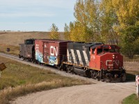 A Saskatchewan photo trip yielded some interesting finds, like this CN train complete with caboose. They just dropped off a long string of hoppers to an elevator a couple miles west of here, which is also end of the line for the CN Central Butte sub. I do not think the elevator gets much service as the rail was rusty when we checked it out prior to the trains arrival. They will now make the slow trek back to Regina. 