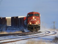 A CP freight rolls through Lovekin 