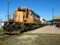 ON SD40-2 #1734 is on Northlander duty today with a treat on the end of the consist. GO coach # 2341 is coupled up to the rear for the trip south to Toronto GO shops. 