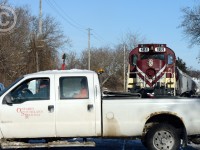 <b>Crew Change</b> for Ontario Southland Railway at GJR Lower Yard. A gaggle of employees discuss what's left to do as the crew truck picks up the outbound crew for a ride to Guelph Junction.