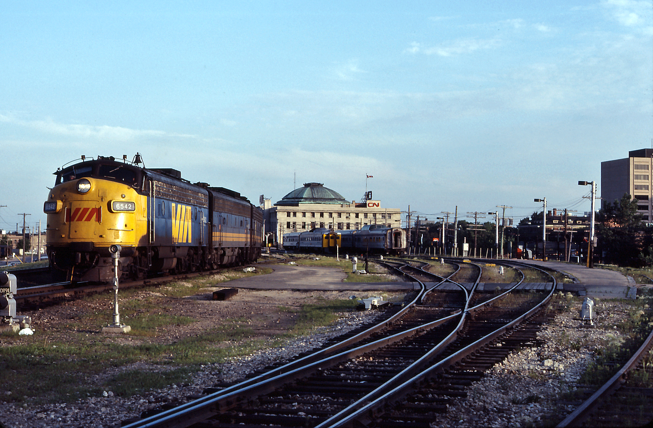 VIA #2 awaits departure at the station in Winnipeg.