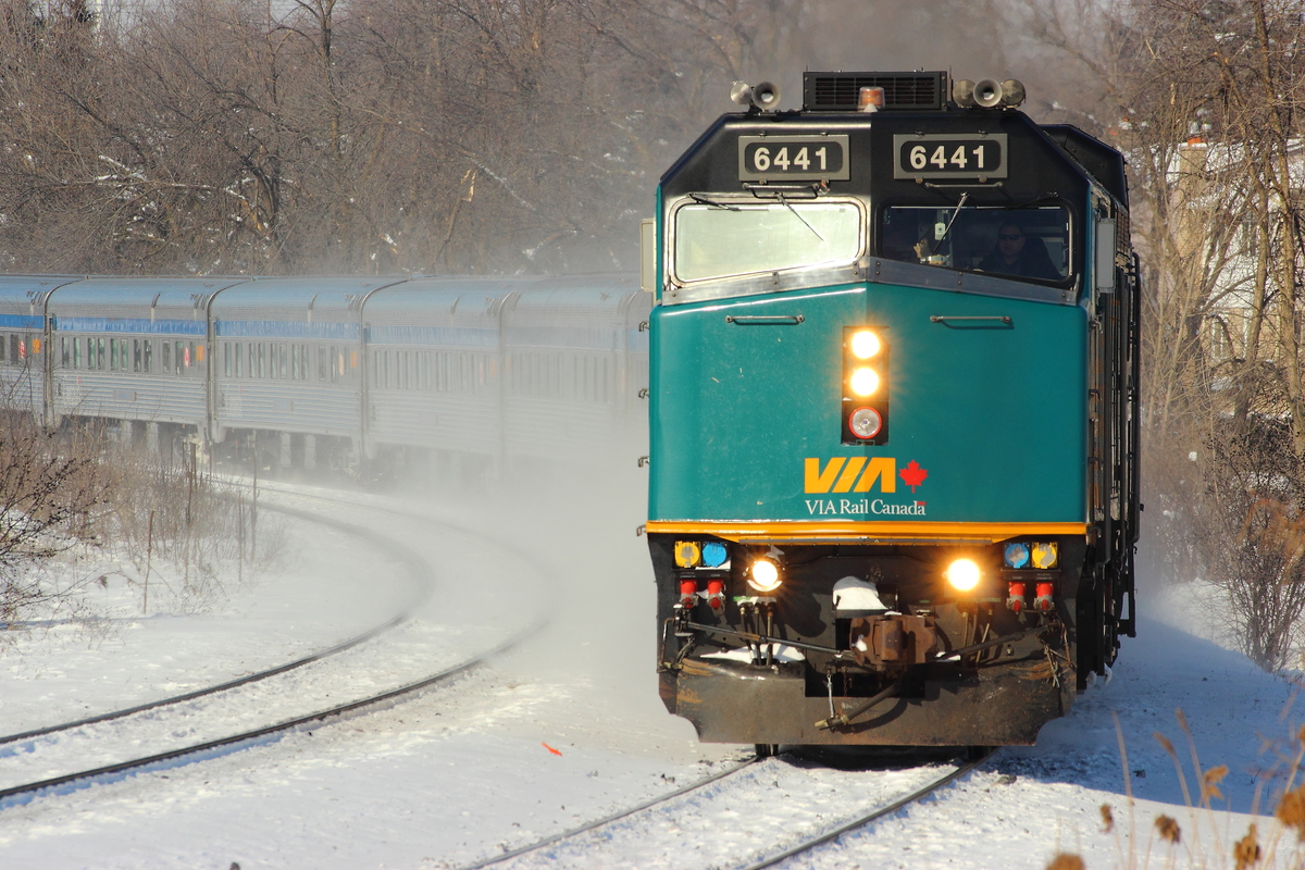 With a forecast of some much needed sun, I couldn't resist heading out to take some train photos. This is VIA #02 heading south on the CN Bala Subdivision. This was taken at a crossing just north of Doncaster and just after a diverging freight made it's way through.
