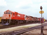 In this scene from almost 44 years ago, a fresh CP 4717 with CP 5021, 5007 and 5000 prepare to depart CP's Windsor Yard with train 942.