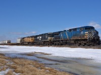 CP 240-14 heads eastbound at St Joachim towards London with CEFX-NS-UP for power. The train came across the border with just the NS and UP. The CEFX was added before it departed Windsor.