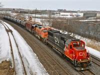CN 5475 & BNSF 5825 head west with CN 711 after changing crews at Turcot West. For more train photos, click <a href=http://www.flickr.com/photos/mtlwestrailfan/>here.</a>