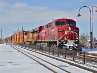 CP 8834 and UP 5510 head east through AMT Dorval Station. For more train photos, click <a href=http://www.flickr.com/photos/mtlwestrailfan/>here.</a>