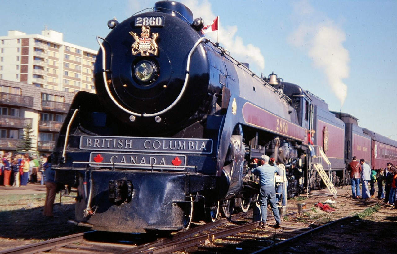 CP "Royal Hudson" 2860 is seen in Edmonton Strathcona on a promotion trip for BC tourism.