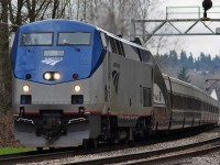 Amtrak Cascades 510 zooming past Piper Avenue, heading to Vancouver, BC