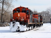 CN7245 with slug 222 and CN7264 heading to the Cargill elevator in Sarnia.