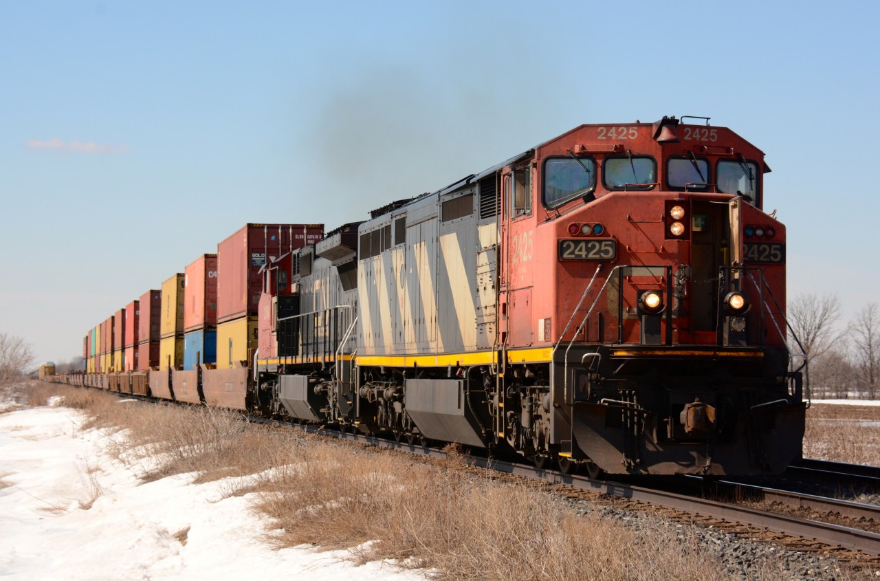 CN2425 with CN2154 head east bound at Waterworks Road.