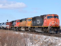 CN5669 with BNSF9954 and CN2180 heading east bound from Sarnia.