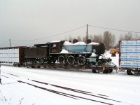 T&NO #219 enroute to Capreol, Ontario. This old steam engine sat in the ONR Cochrane yard for deacades and it's getting a new life at the Northern Ontario Railroad museum and Heritage centre. 