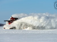 Winter gave us a blast of snow yesterday here in Ontario, and trains are still plowing into March - what a winter! To celebrate what may be the last OSR Plow run of 2014 (March 13 2014) I present this photo of the venerable CP 401005 doing what it does best.<br><br> Notice the contrast between the wind-smoothed farmers field in the foreground with the debris thrown from the right of way, evidence of plowing the day prior. <br><br><b>Interested in a print of this image?</b> For a limited time, you may order one <a href="http://fineartamerica.com/featured/snowplow-9-stephen-host.html">at Fine Art America: http://fineartamerica.com/featured/snowplow-9-stephen-host.html</a>