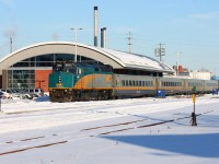 VIA 73 makes its final stop in Windsor at the still fairly new station before it heads to the wye to head back East to Toronto as 78 later in the day. 