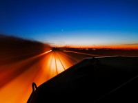 The railway life, all but just a blur into the sunset, one mile at a time. 