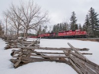 SD40-2 leader on a mainline freight ? I guess so, Sudbury to Buffalo train 246 is on it's downhill run from Guelph Jct and is seen here passing through Carlisle. 