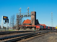 Taking a quick break working the 580 local out of Brantford, I decided to walk to the east end of the yard and snap off a few shots of CN 332 passing the old Grant Trunk station on it's way to Toronto.