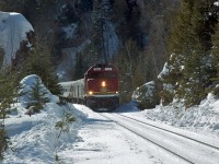 North bound ACR passenger train @ Mile 116.5, 
The Train is going through the "Goudge Gateway"
https://picasaweb.google.com/lh/photo/aFzC4w8lew-6atJQ1GVxiyVc7s64XZCHDHgQCFoYn5Q?feat=directlink