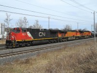
The Oil train #711 with 2 BNSF engines in the consist , arrive in St-Lambert from Valéro , on way to North Dakota !