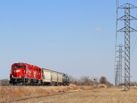 Having worked east with stops at Chatham, Kent Bridge and Glencoe, CP 2259 and CP 2263 return westward to Windsor with train T29-01 at mile 98.8 on the CP's Windsor Sub.