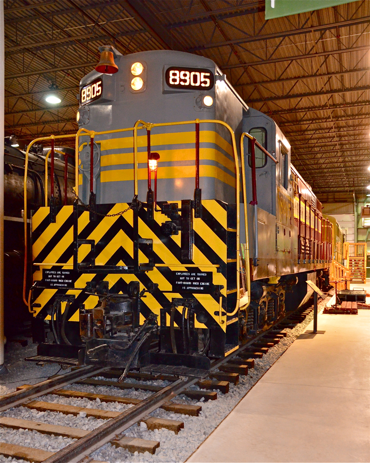 The only Trainmaster left. CP 8905,  preserved at Exporail is the only H24-66 (aka Trainmaster) to have survived. It was built by CLC (Canadian Locomotive Company) who had a license to build Fairbanks-Morse locomotives in for the Canadian market. For more train photos, click here.