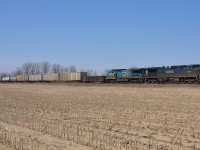 CN 330 with an all blue consist in BCOL 4654 and IC 2460 heads eastbound after just departing Sarnia.