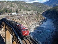 CP 8864 is seen crossing the CN bridge @Lytton in charge of a westbound coal train.