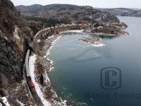 CP 103-11 navigates the frigid shores of Mink Harbour on a February's day. 