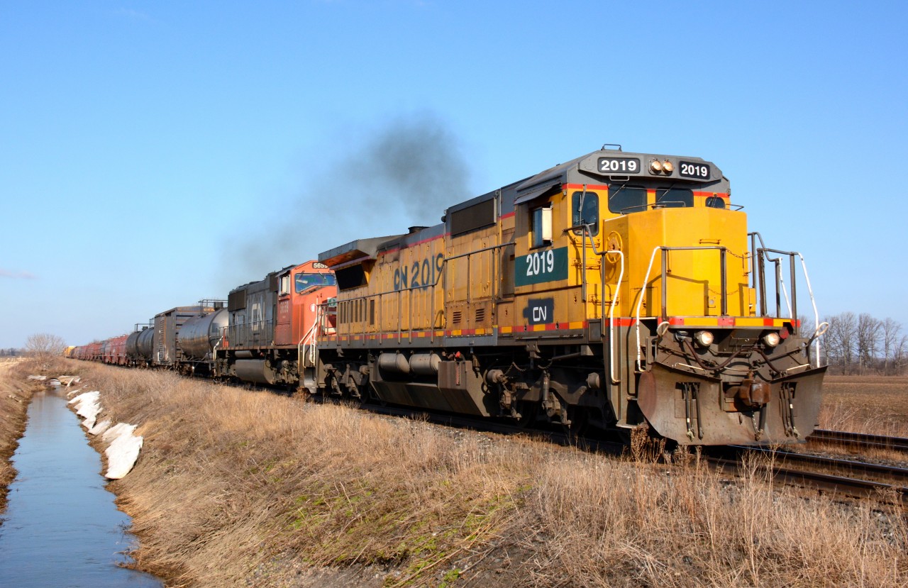 CN2019 with CN5659 heading east bound at Waterworks Road.