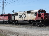 While my parents were grocery shopping I went train-watching. I was lucky enough to catch CP 234 with SOO 6033 and CP 5877 on the point. 