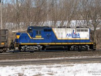 Tasked with the duties of switching Southern Ontario Railway/Railink's Stuart St. Yard near Hamilton Harbour, RLK GP18 1808 (in an attractive blue and white livery) works a cut of cars at the south end near the Bay St. bridge. Today these duties are handled by newer power, and the area is rapidly changing with the coming of a new GO Transit station for extended rail service to Hamilton, into the Niagara regions beyond.
