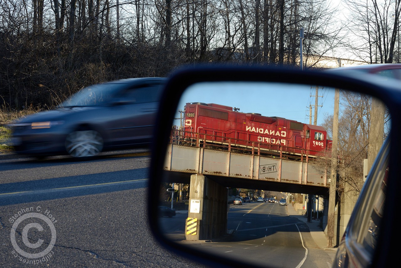 I'd be remiss not to say that looking through a rear mirror that I would love to be seeing a TH&B engine on the bridge, but this is wishful thinking.