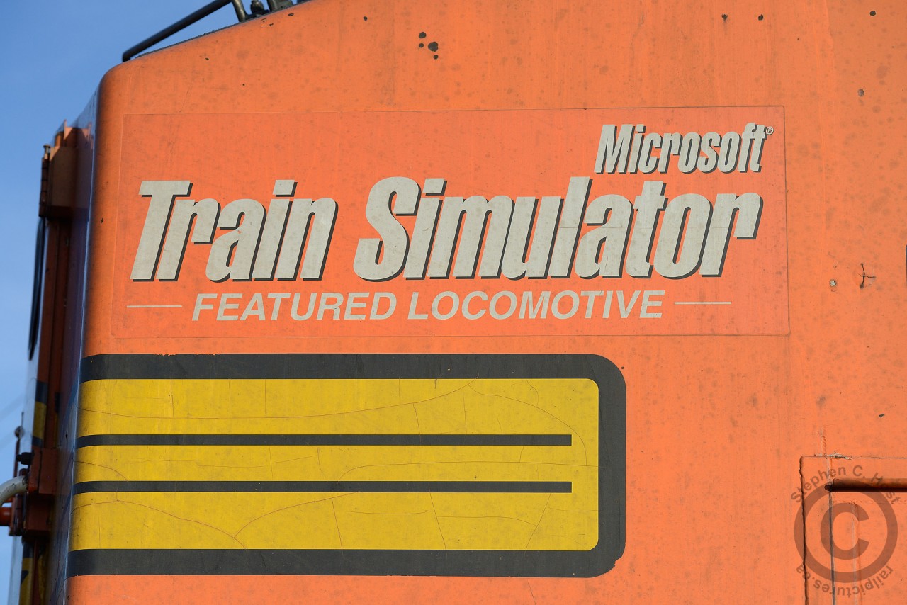 A close up of the only detail on BNSF 4723 locomotive that really matters - for the Microsoft Train Simulator fans. I may be a computer nerd, but I've spent zero time playing Microsoft Train Simulator and I was wondering if this decal made it into the MSTS simulation? After all, how do you patch a locomotive to honour it when your product is in effect, virtual modelling? The patch violates the model and vice versa, right? :)