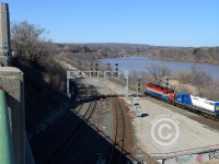 A pair of Southern Ontario Railway engines, in an odd nose-to-nose configuration are seen here making a move at Bayview, in order to get from the north to the south track after 4057 was pulled from the former SOR/CN Shops earlier. It won't be long before the trees are lush with green foliage as spring has finally arrived.