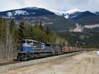 G847's train departs the Albreda Sub at Taverna for a short run to McBride along CN's 43.4 mile long Tete Jaune Sub.