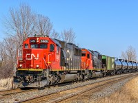 CN 5480 and 5466 westbound approaching Darlington Provincial Park road, east of Oshawa.
